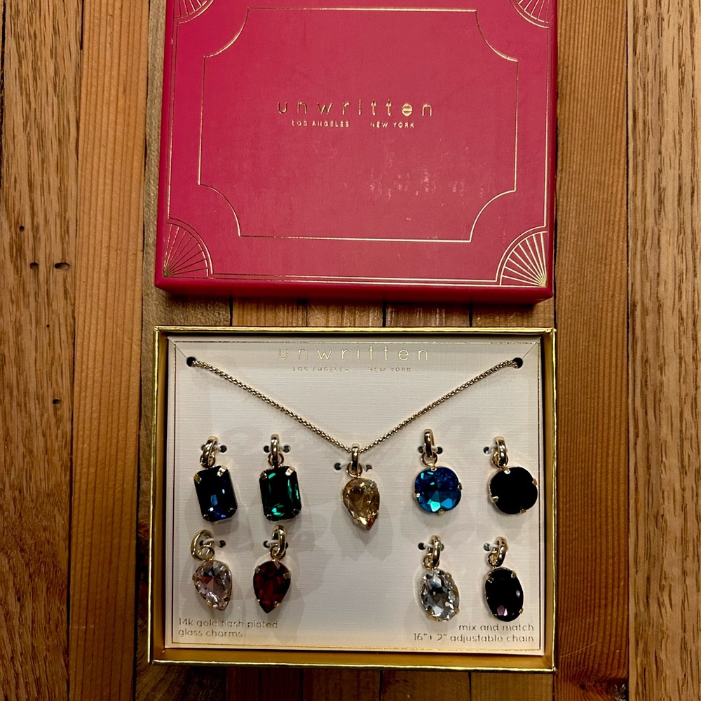 Underwritten Los Angeles New York 14k flash plated glass charms, mix and match.
